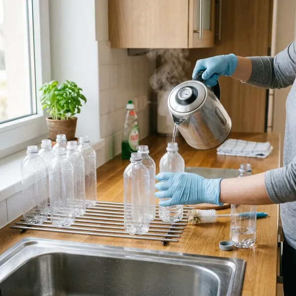 Plastic flessen eerst schoonmaken