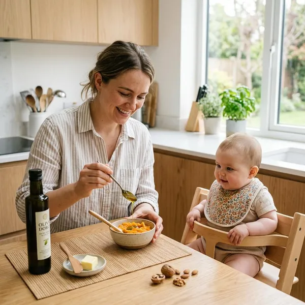 Zo voeg je olijfolie toe aan babyhapjes
